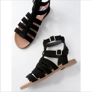 SteveMaddenDiego BlackSuedeLeather GladiatorSandal